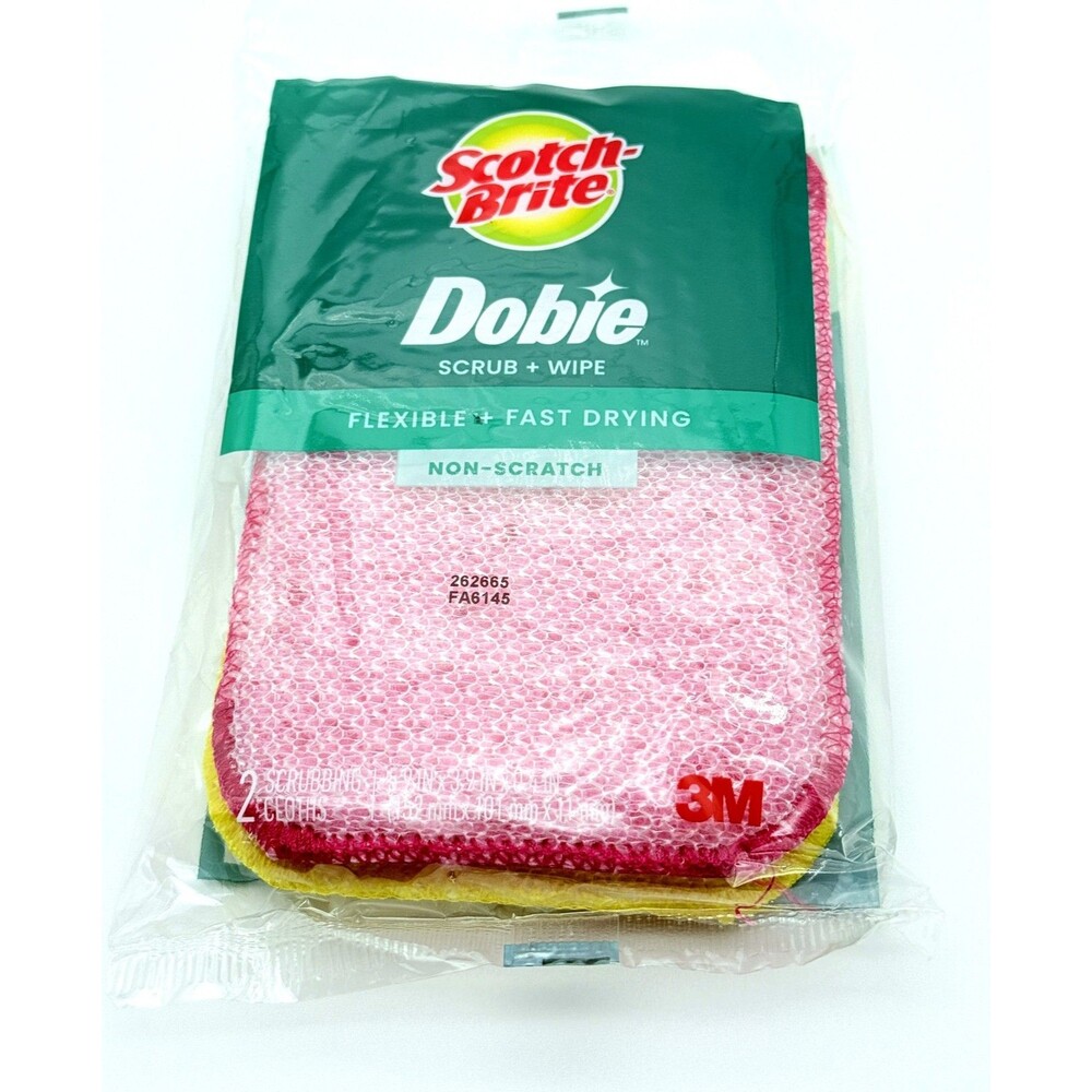 Scotch-Brite Dobie Scrub + Wipe Cloths 2-Pack Non-Scratch New Sealed 9057-2